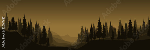 landscape flat design with tree silhouette vector illustration good for wallpaper  background  backdrop  banner  print  and design template