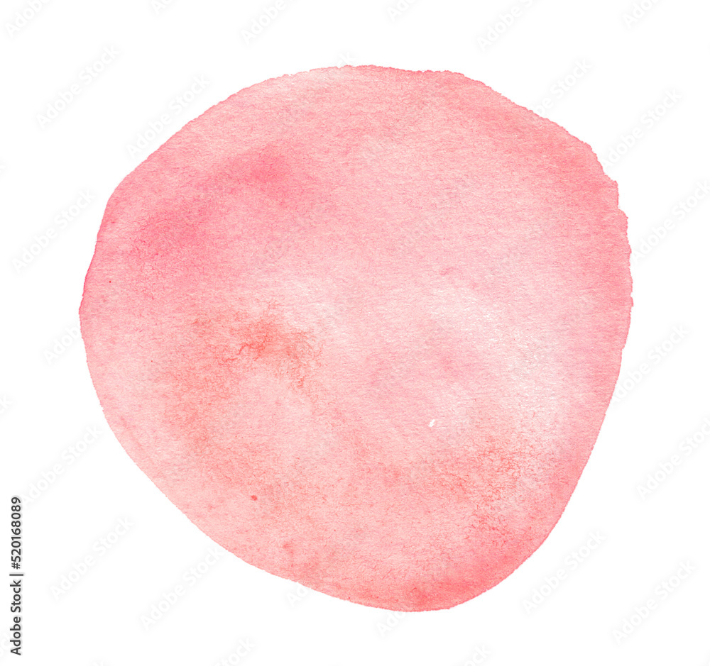 Pastel pink abstract watercolor shape isolated on white background