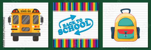 Back to school illustrations and backgrounds. School or education concepts, vector set
