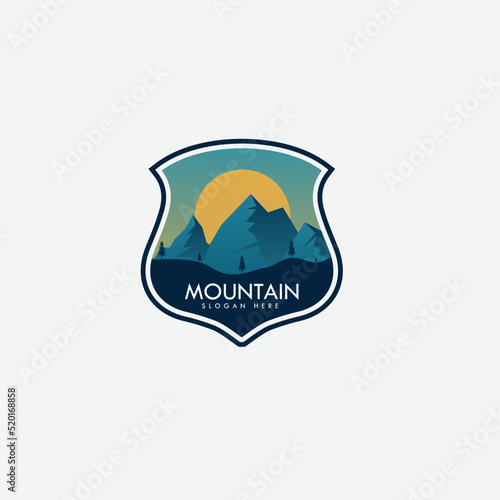 Mountain logo design vector illustration  outdoor adventure . Vector graphic for t shirt and other uses.