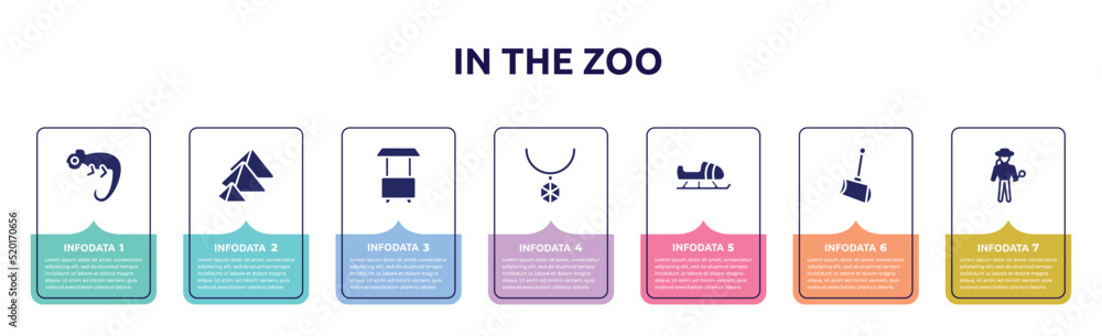 in the zoo concept infographic design template. included chameleon, pyramid, food cart, pendant, sled, shovel, explorer icons and 7 option or steps. in the zoo concept infographic design template. included chameleon, pyramid, food cart, pendant, sled, shovel, explorer icons and 7 option or steps.