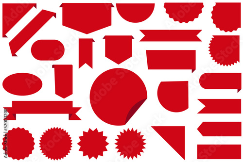 a set of red label sticks