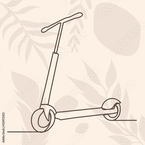 scooter drawing by one continuous line vector