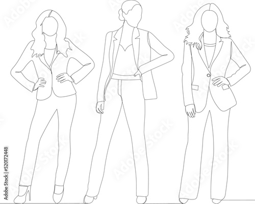 women sketch on white background outline isolated, vector