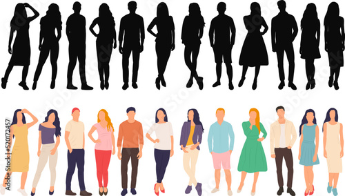 men and women in flat style, isolated, vector