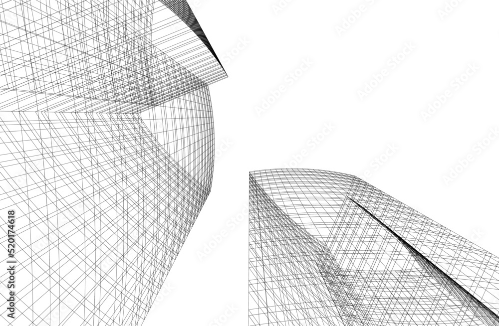 Modern architecture building 3d illustration on white background Modern architecture building 3d illustration on white background