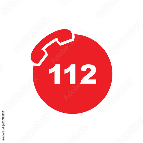 112 emergency icon on white background	