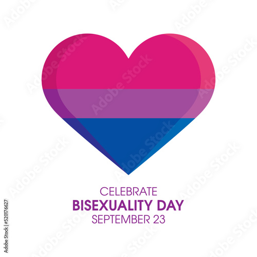 Celebrate Bisexuality Day vector. Bisexual pride flag in heart shape icon isolated on a white background. September 23. Important day