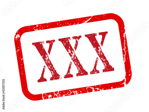 XXX red stamp text on white