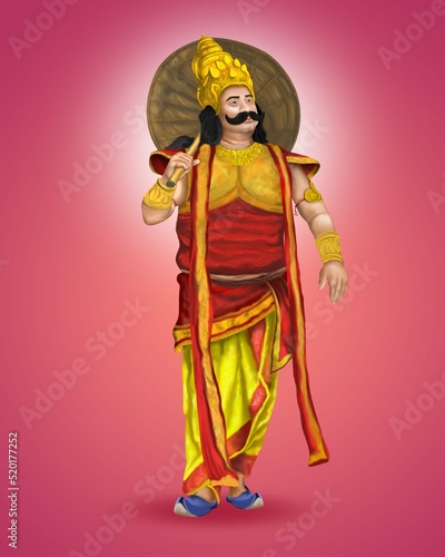 King Mahabali in Onam traditional festival background showing culture of Kerala, South India