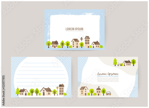 small village illustration. card design for greetings