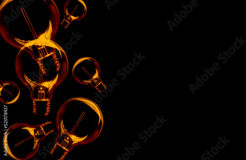 Black light bulbs concept - stock photo