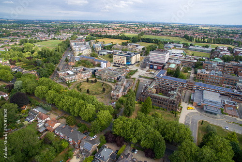 Aerial view of university of hull Campus, Cottingham road, Kingston upon Hull, Yorkshire. Hull University. Public research college © burnstuff2003