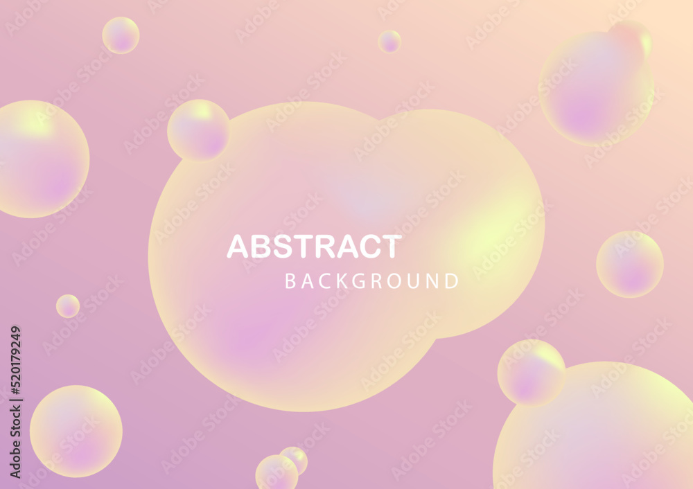 Abstract bubbles 3D liquid fluid circles pastel color background. Sphere balls Background.