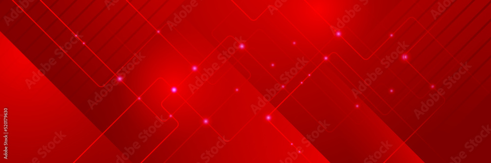 Red technology digital banner design. Science, medical and digital technology header. Geometric abstract background with tech design. Molecular structure and communication vector illustration. Red technology digital banner design. Science, medical and digital technology header. Geometric abstract background with tech design. Molecular structure and communication vector illustration.