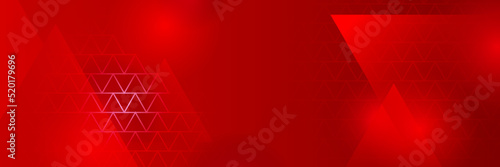 Red technology digital banner design. Science, medical and digital technology header. Geometric abstract background with tech design. Molecular structure and communication vector illustration.