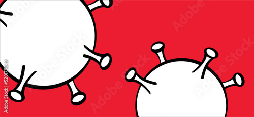 Comic corona. covid, ebola or marburg virus symbol or logo. Cartoon vector pictogram or icon banner. speed bubble or speech bubble. 