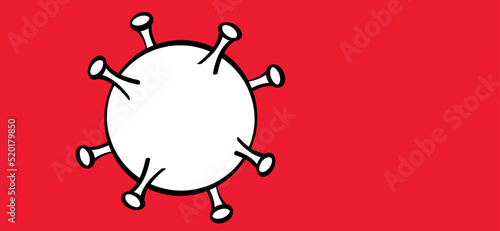 Comic corona. covid, ebola or marburg virus symbol or logo. Cartoon vector pictogram or icon banner. speed bubble or speech bubble. 
