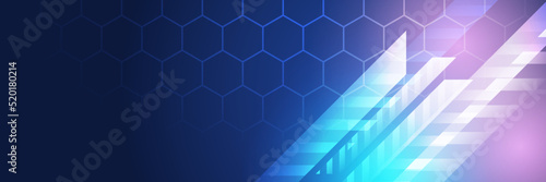 Artificial intelligence tech background. Digital technology, deep learning and big data concept. Abstract visual for screen template. Geometric artificial intelligence tech backdrop.