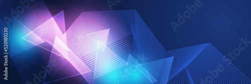 Artificial intelligence tech background. Digital technology, deep learning and big data concept. Abstract visual for screen template. Geometric artificial intelligence tech backdrop.