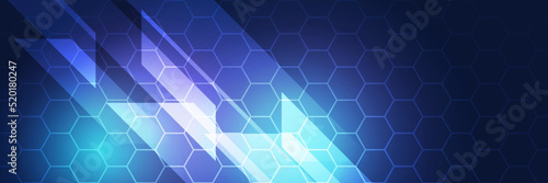 Website header or banner design with technology pattern. Geometric abstract background with simple tech elements. Medical, technology or science design. Blue technology digital banner design