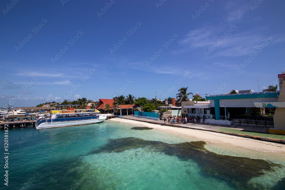 The ferry port on Isla Mujeres near Cancun, Mexico