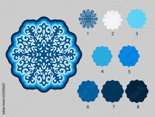 Christmas 3D snowflake mandala. Paper craft for Christmas and New Year.