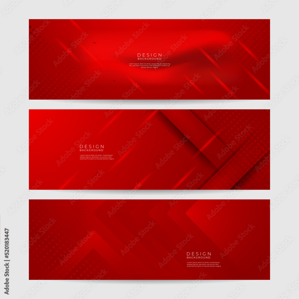 Fototapeta premium Modern red abstract banner background. Red banner template vector illustration with 3d overlap layer and geometric wave shapes. Futuristic technology digital abstract red colorful design banner.