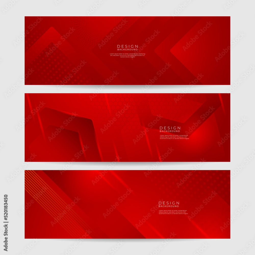 Modern red abstract banner background. Red banner template vector illustration with 3d overlap layer and geometric wave shapes. Futuristic technology digital abstract red colorful design banner. Modern red abstract banner background. Red banner template vector illustration with 3d overlap layer and geometric wave shapes. Futuristic technology digital abstract red colorful design banner.