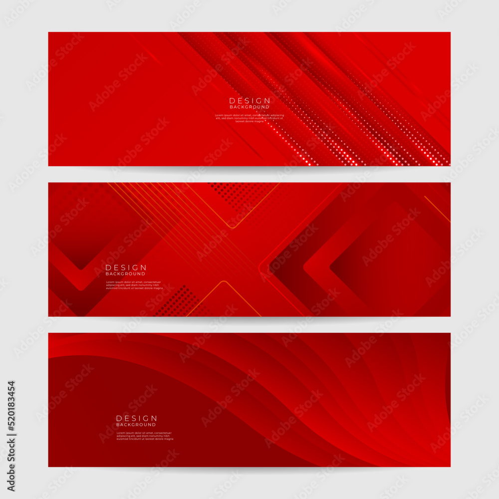 Modern red abstract banner background. Red banner template vector illustration with 3d overlap layer and geometric wave shapes. Futuristic technology digital abstract red colorful design banner. Modern red abstract banner background. Red banner template vector illustration with 3d overlap layer and geometric wave shapes. Futuristic technology digital abstract red colorful design banner.