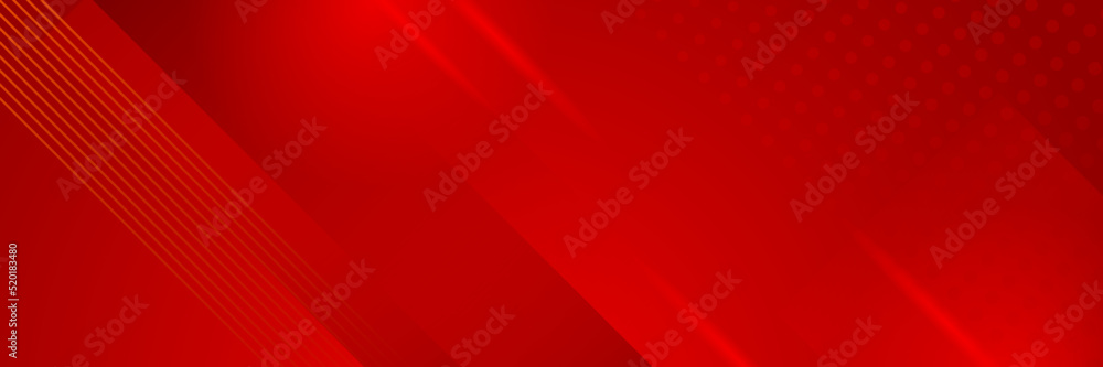 Modern red abstract banner background. Red banner template vector illustration with 3d overlap layer and geometric wave shapes. Futuristic technology digital abstract red colorful design banner.