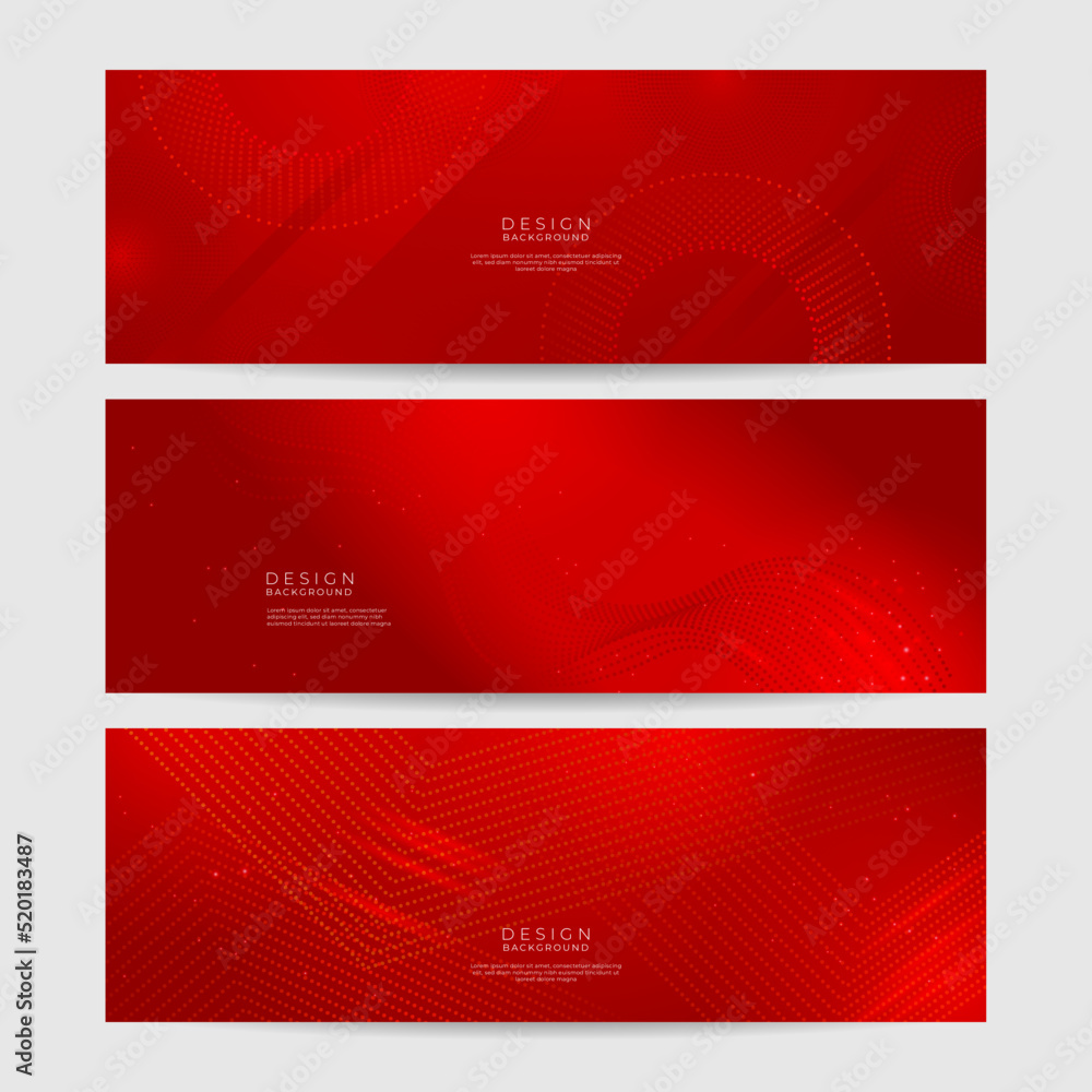 Fototapeta premium Modern red abstract banner background. Red banner template vector illustration with 3d overlap layer and geometric wave shapes. Futuristic technology digital abstract red colorful design banner.