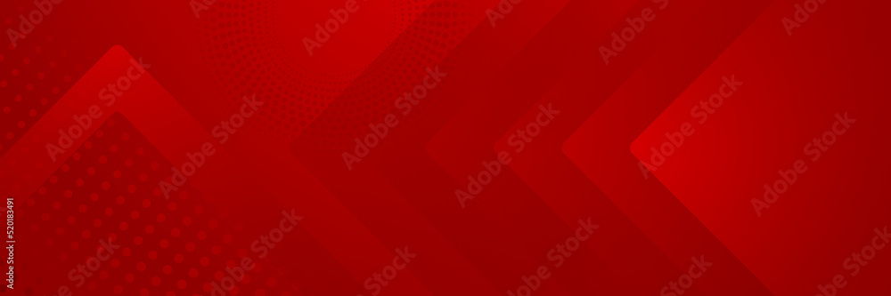Modern red abstract banner background. Red banner template vector illustration with 3d overlap layer and geometric wave shapes. Futuristic technology digital abstract red colorful design banner.