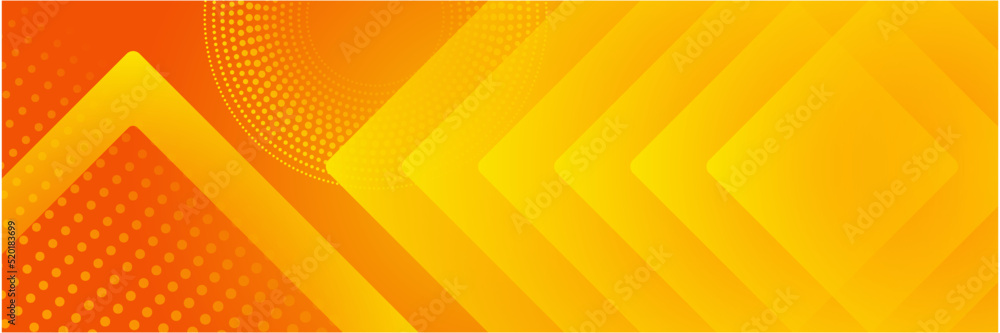 Abstract minimal orange background, simple background with halftone hexagon dot line wave and shiny light. orange background design . abstract orange banner vector illustration
