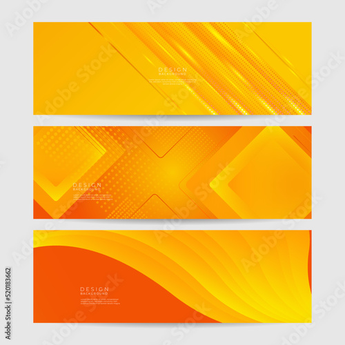 Abstract minimal orange background, simple background with halftone hexagon dot line wave and shiny light. orange background design . abstract orange banner vector illustration