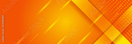 Abstract minimal orange background, simple background with halftone hexagon dot line wave and shiny light. orange background design . abstract orange banner vector illustration