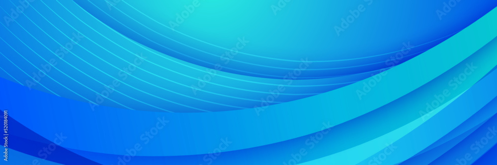 Fototapeta premium Abstract geometric blue wide background banner layout design. Blue abstract vector long banner. Minimal background with copy space for text. Modern abstract gradient light blue banner background