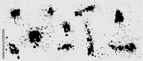 Set of Grunge Design Elements. Black blots. Brush Strokes. Vector illustration