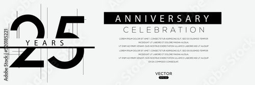 25 years anniversary celebration template, Vector illustration.