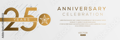 25 years anniversary celebration template, Vector illustration.