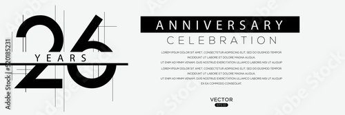 26 years anniversary celebration template, Vector illustration.