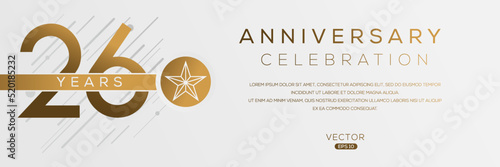 26 years anniversary celebration template, Vector illustration.