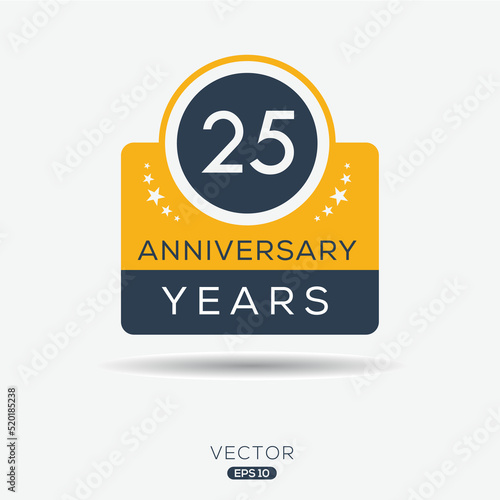 25 years anniversary celebration template, Vector illustration.