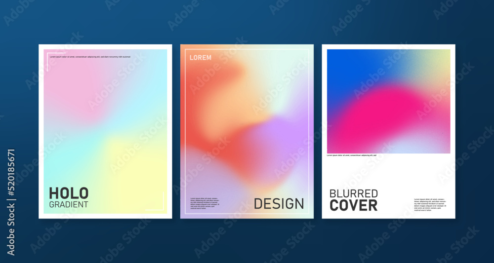 Fluid liquid abstract gradient background vector minimal style poster cover. Blurred holographic effect modern design for flyer, brochure, A4 leaflet social media network vector illustration