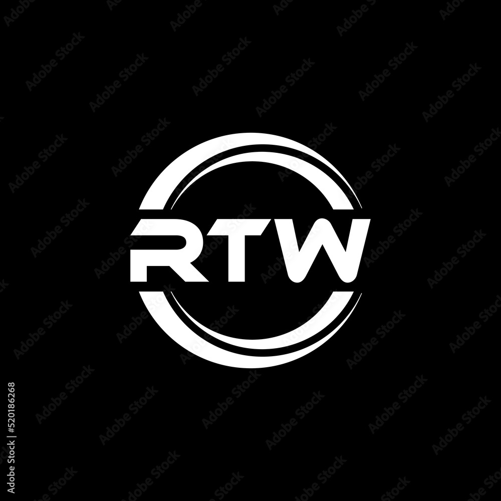 RTW letter logo design with black background in illustrator, vector logo modern alphabet font overlap style. calligraphy designs for logo, Poster, Invitation, etc. RTW letter logo design with black background in illustrator, vector logo modern alphabet font overlap style. calligraphy designs for logo, Poster, Invitation, etc.