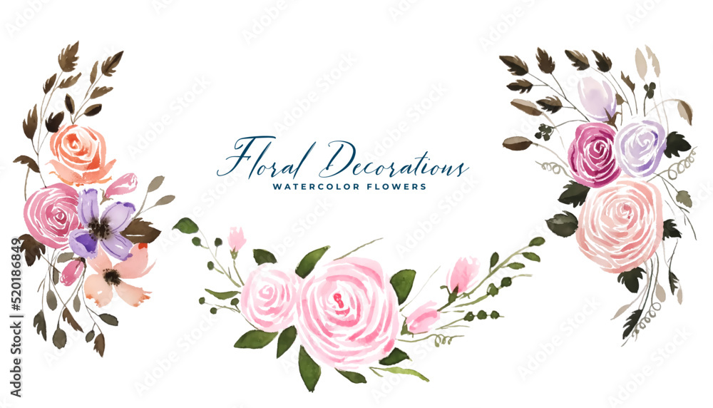 hand painted watercolor flower decoration collection