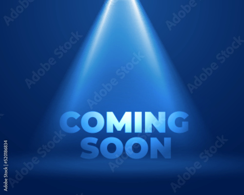 coming soon blue background with studio focus light photo