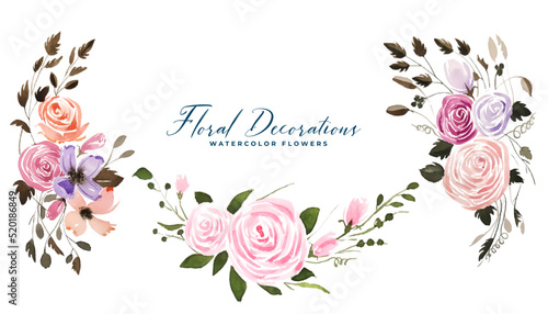 hand painted watercolor flower decoration collection