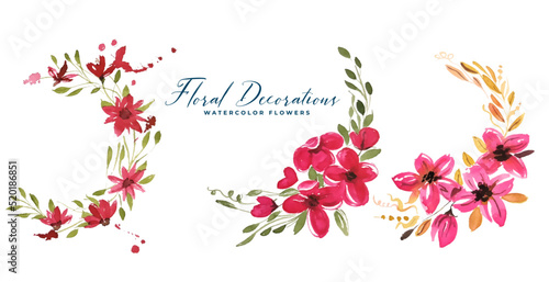 collection of watercolor flower florals set