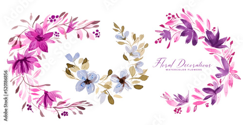 watercolor floral flower borders bouquet collection